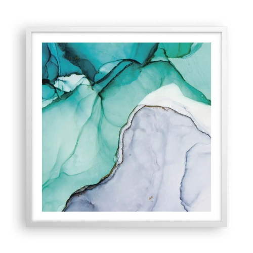 Pôster em moldura branca - Estudo em turquesa - 60x60 cm