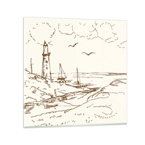 Quadro em vidro - Esboço das memórias do verão - 60x60 cm