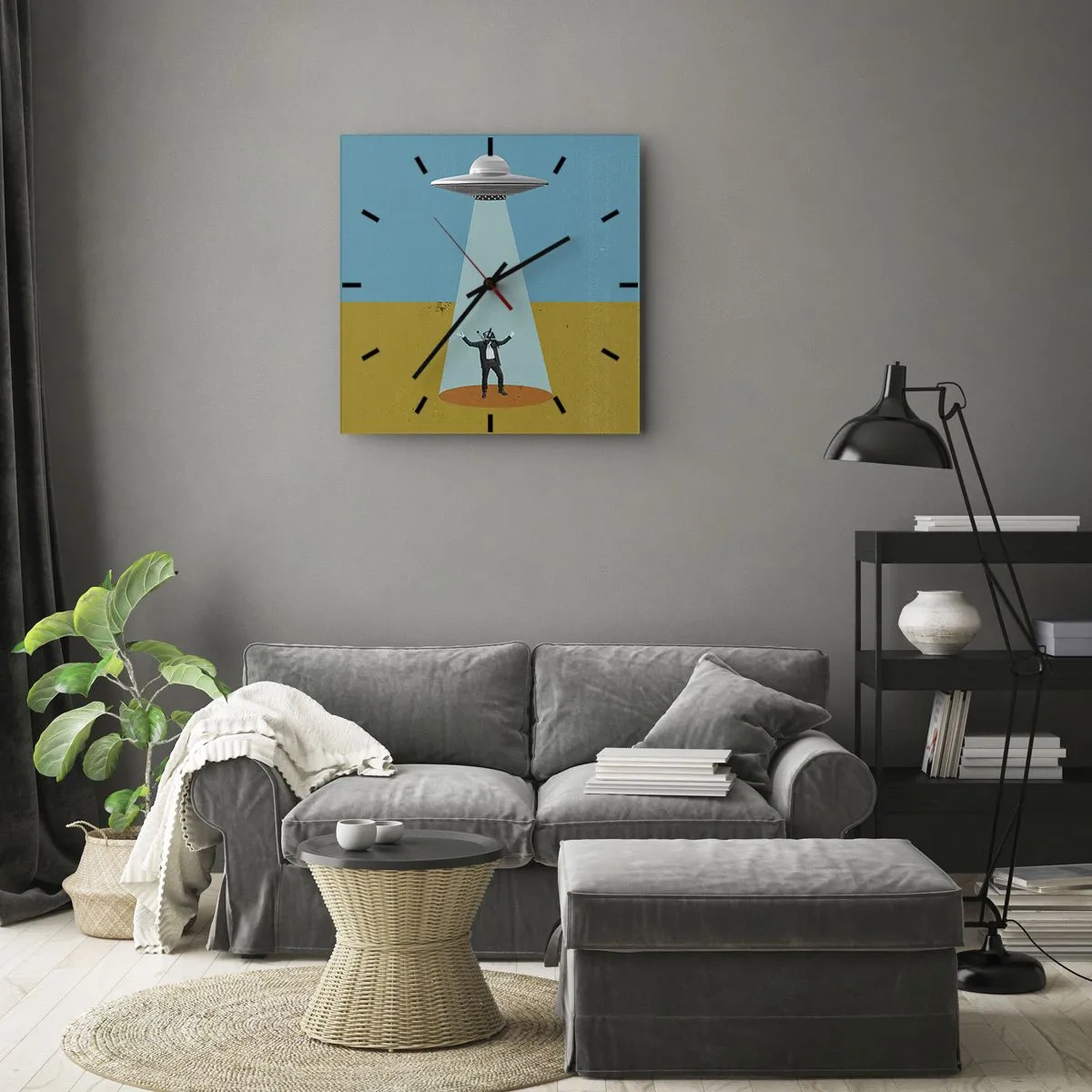 Relógio de parede - Relógio em vidro - Encontro próximo - 30x30 cm