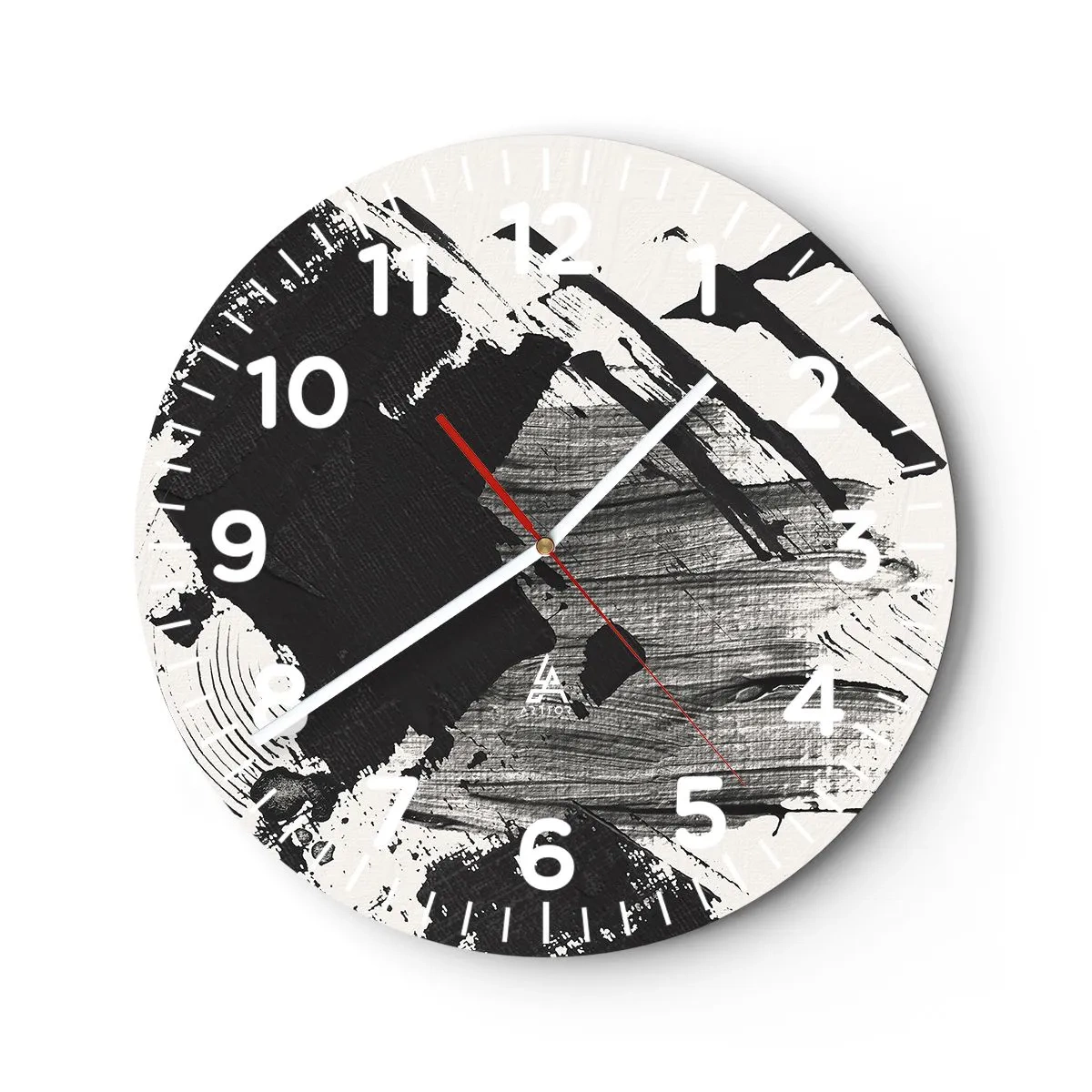 Relógio de parede - Relógio em vidro - Abstração – expressão do preto - 40x40 cm