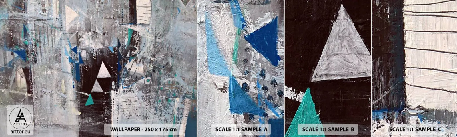Amostra de Papel de Parede Standard Eco - A ordem superior dos triângulos - Abstração, Pedaço, Padrão Moderno - 100x30 cm