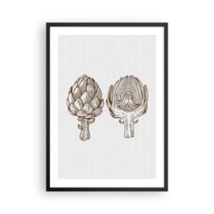 Pôster com moldura preta - Ilustração vintage de duas alcachofras - 50x70cm - Aula de anatomia - Decoração de parede moderna para a sala de estar e quarto ARTTOR