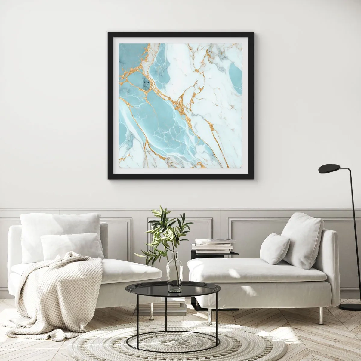 Pôster com moldura preta - Riqueza de pedra - 60x60 cm