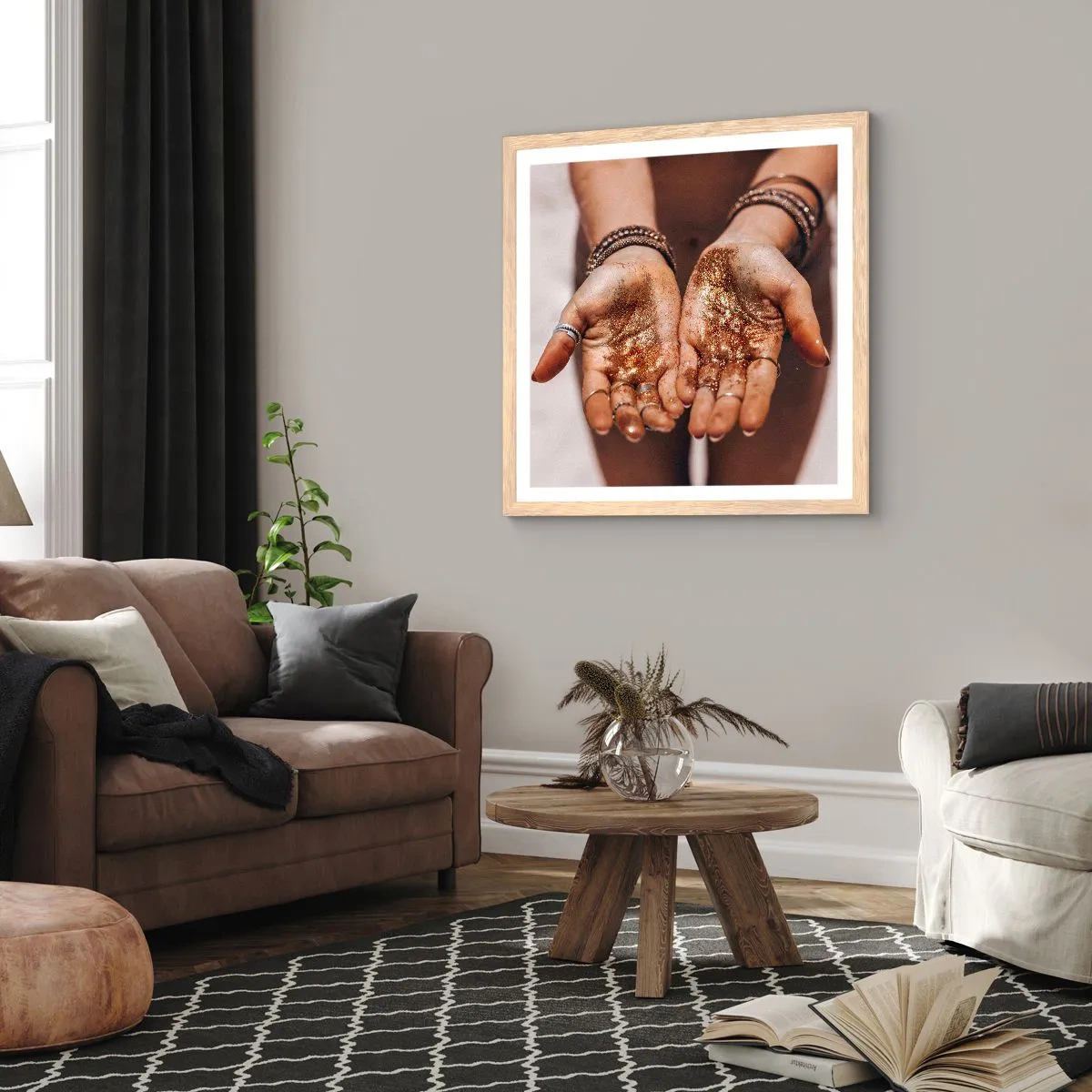 Pôster com moldura de carvalho claro - Um presente para si - 50x50 cm