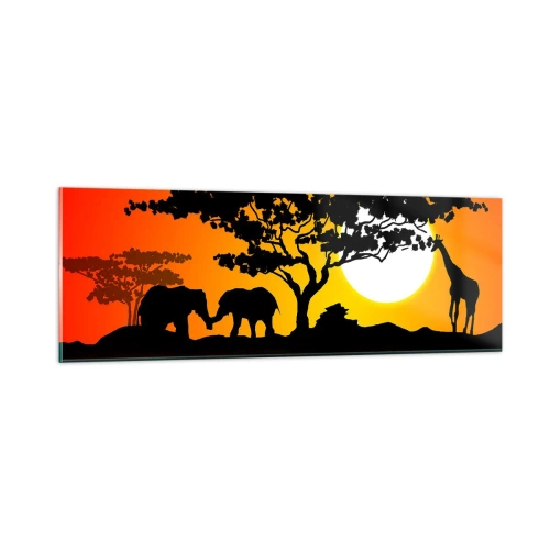 Quadro em vidro - Encontro na savana - 90x30 cm