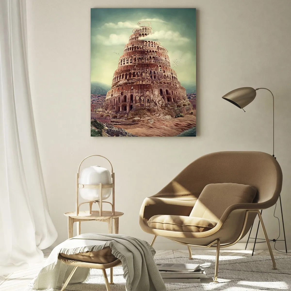 Quadro em vidro - Torre de babel - 50x70 cm