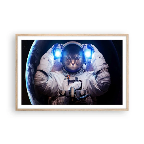 Pôster com moldura de carvalho claro - Houston, temos um problema - 91x61 cm