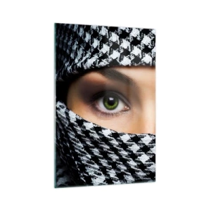 Quadro em vidro - Retrato de uma beleza velada de olhos verdes - 70x100 cm