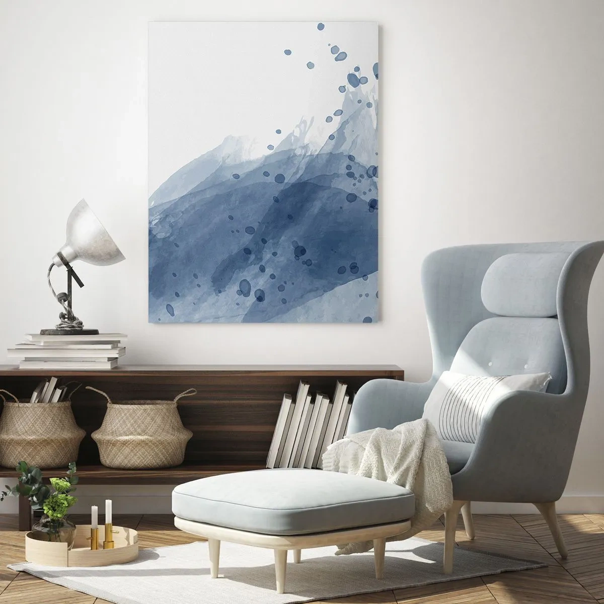 Quadro em vidro - Tule azul - 50x70 cm