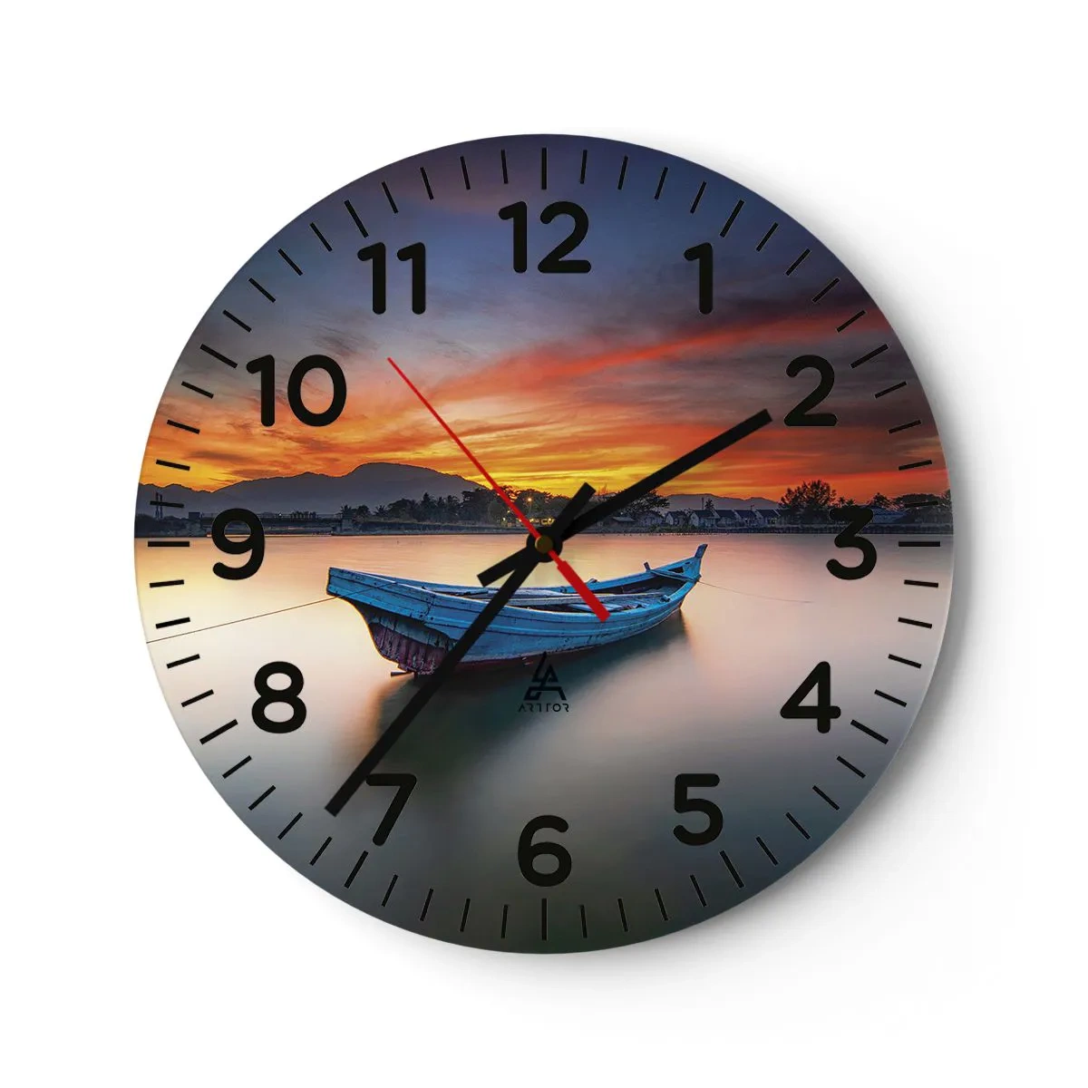 Relógio de parede - Relógio em vidro - Uma boa noite se aproxima - 40x40 cm