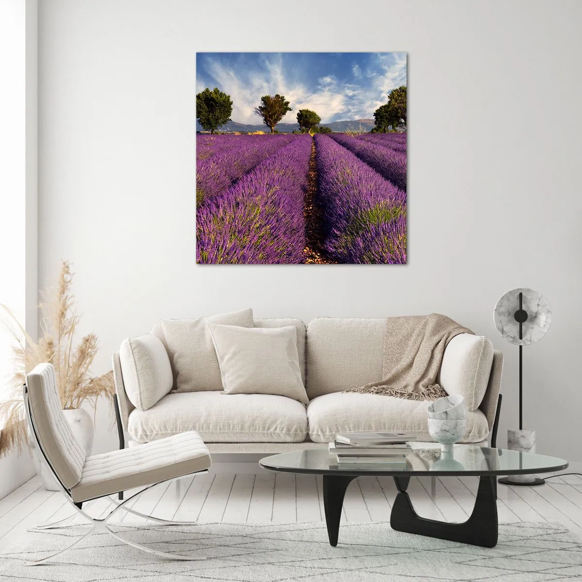 Quadro em vidro - Prados de lavanda - 40x40 cm