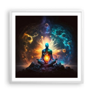 Pôster em moldura branca - Paz cósmica - 60x60 cm