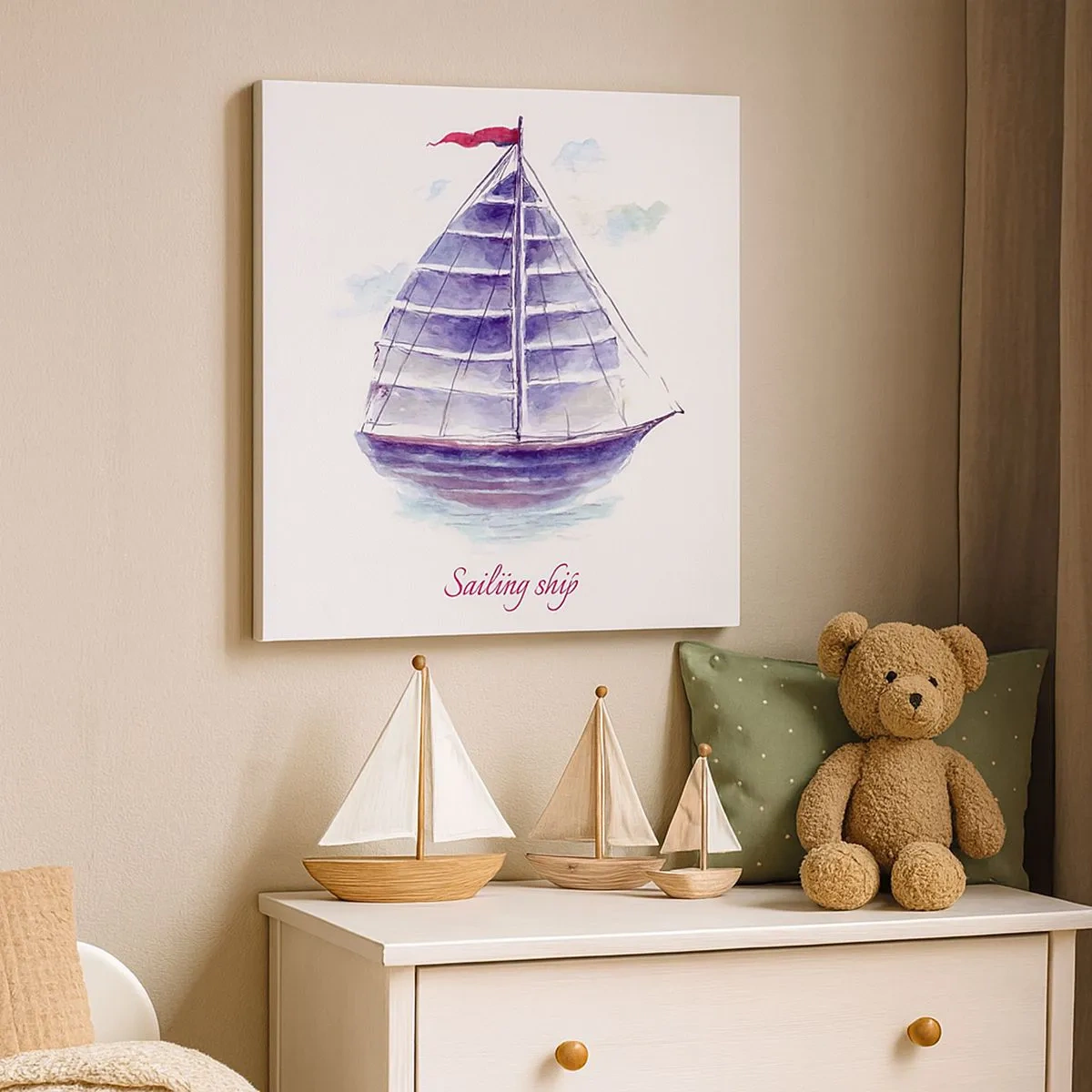 Quadro em tela - Cheio de velas e águas calmas - 30x30 cm