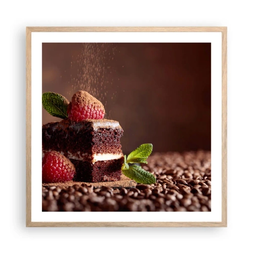 Pôster com moldura de carvalho claro - A vida é doce - 60x60 cm