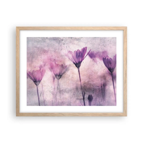 Pôster com moldura de carvalho claro - Sonho de flores - 50x40 cm