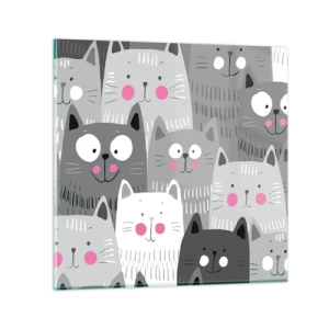 Quadro em vidro - O mundo dos gatos - 50x50 cm