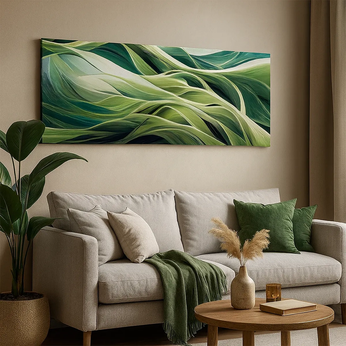 Quadro em tela - Jogo verde abstrato - 30x30 cm