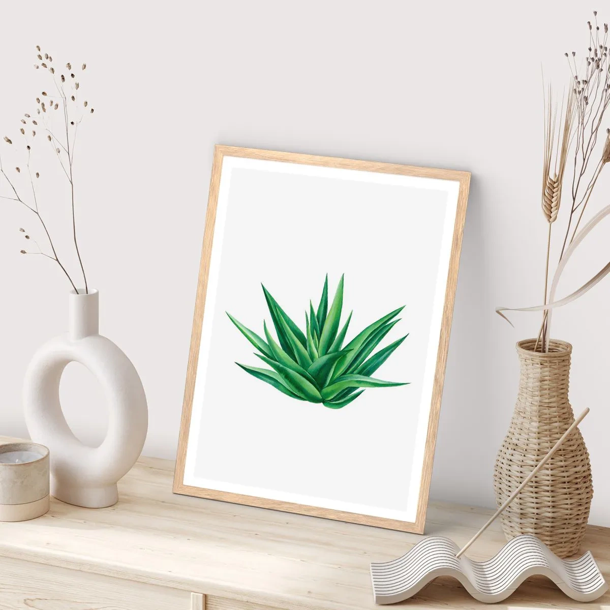 Pôster com moldura de carvalho claro - Verde – força – vida - 70x100 cm