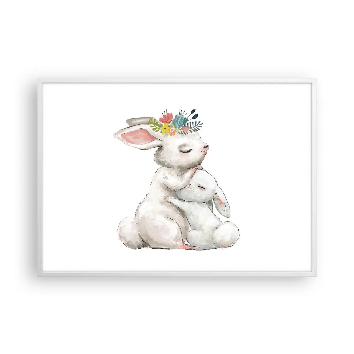 Pôster em moldura branca - Nada melhor do que amor de mãe - 100x70 cm