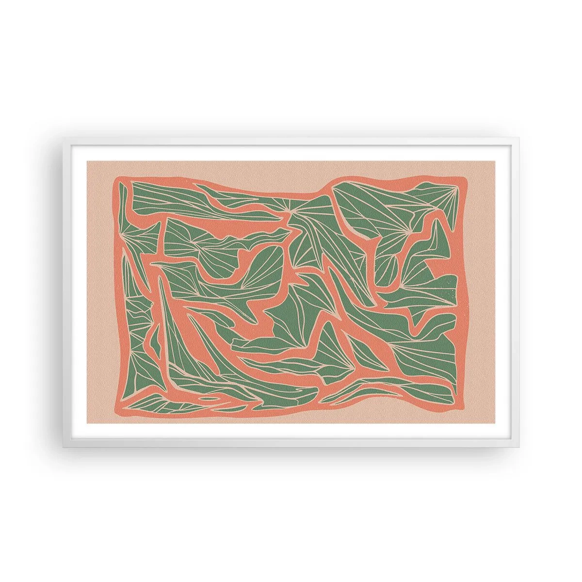 Pôster em moldura branca - A luta entre coral e vegetação - 91x61 cm