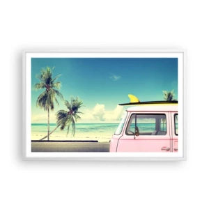 Pôster em moldura branca - Está na hora das férias - 91x61 cm