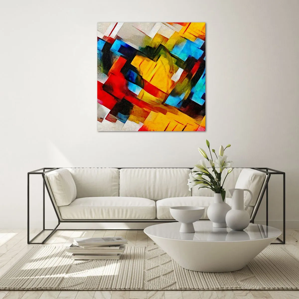 Quadro em vidro - Camadas multicoloridas - 30x30 cm