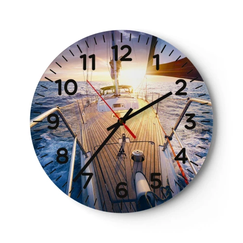Relógio de parede - Relógio em vidro - Correr sobre as ondas - 40x40 cm