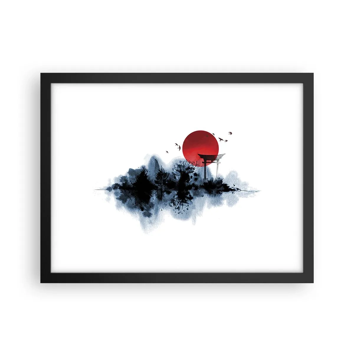 Pôster com moldura preta - Vista japonesa - 40x30 cm