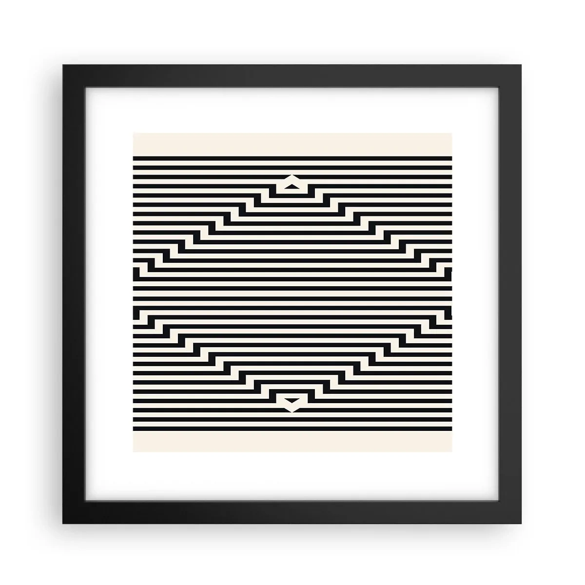 Pôster com moldura preta - Ilusão geométrica - 30x30 cm