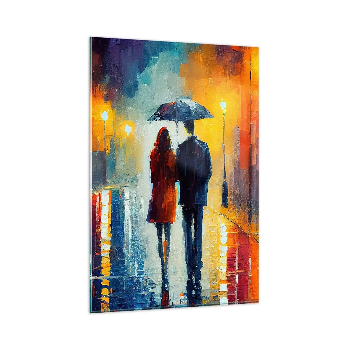 Quadro em vidro - Juntos – uma noite colorida - 80x120 cm