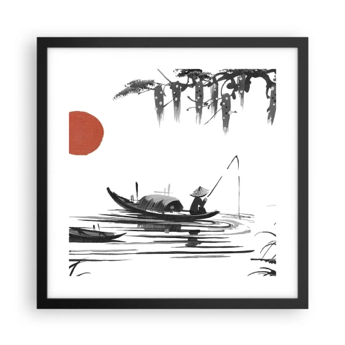 Pôster com moldura preta - Tarde asiática - 40x40 cm