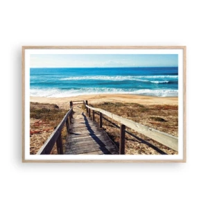 Pôster com moldura de carvalho claro - Corra! - 100x70 cm