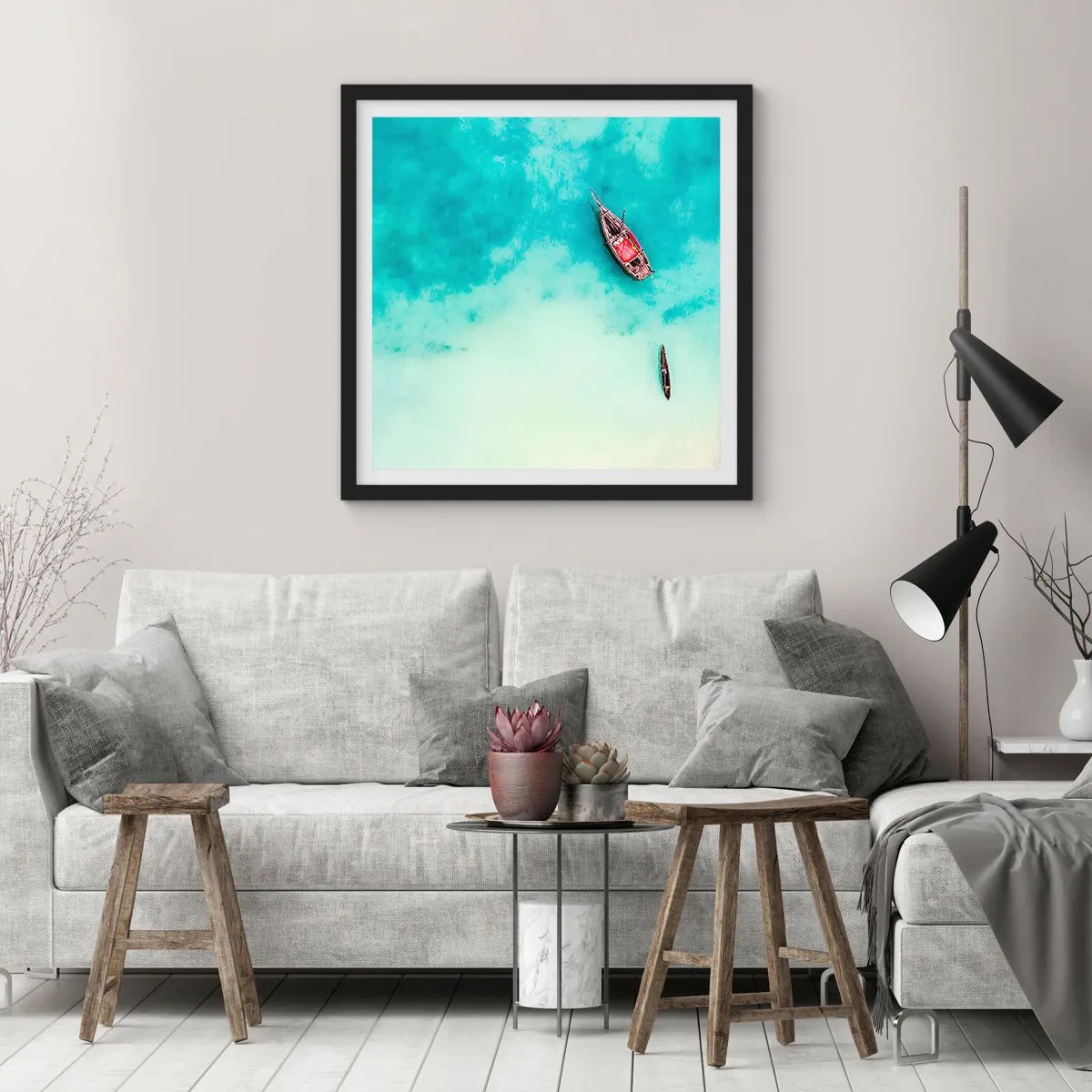 Pôster com moldura preta - As praias de Zanzibar - 60x60 cm