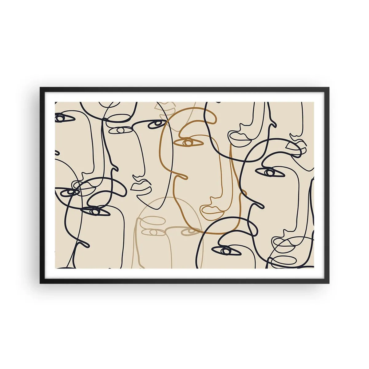 Pôster com moldura preta - Retrato multiplicado - 91x61 cm