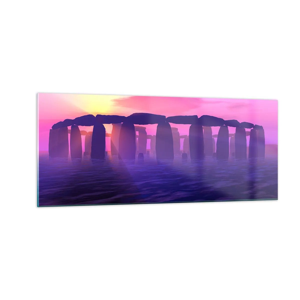 Quadro em vidro - O mistério do amanhecer no nevoeiro - 100x40 cm