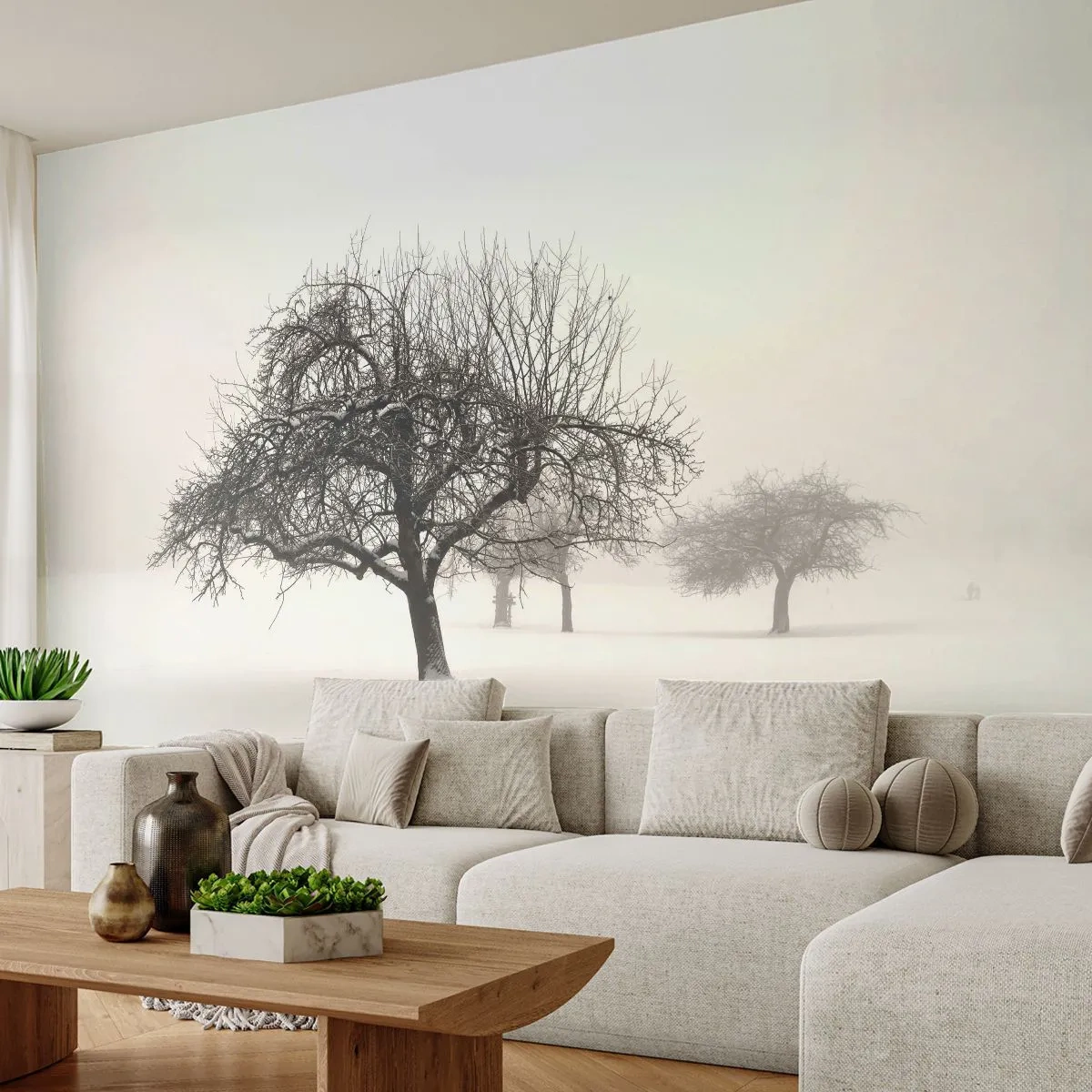 Papel de Parede Autocolante Deluxe Sticker - Sono de inverno - Gráficos, Árvore, Natureza - 150x105 cm