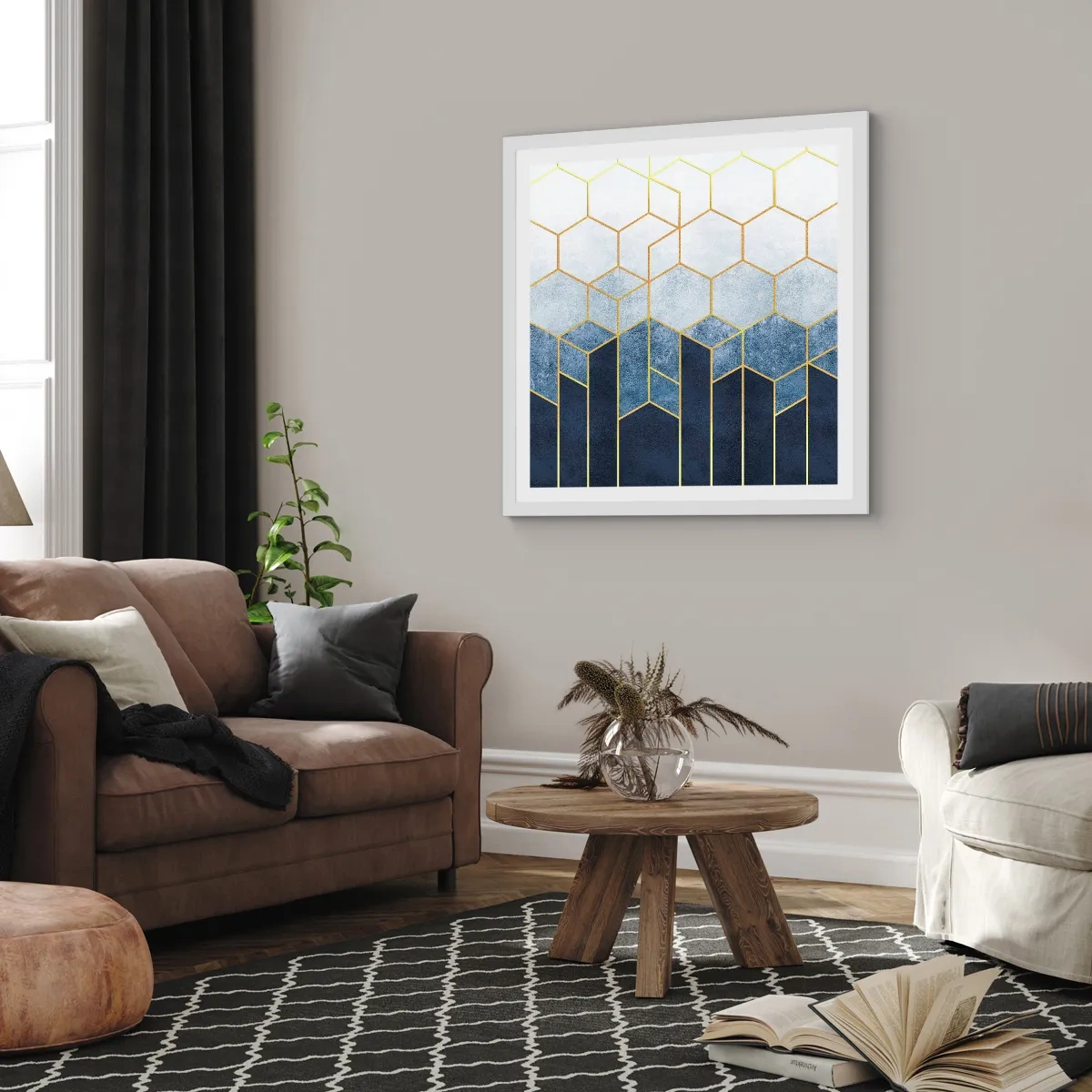 Pôster em moldura branca - Composição em ritmo sincopado - 30x30 cm