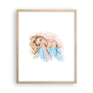 Pôster com moldura de carvalho claro - Sonhadora em azul - 40x50 cm