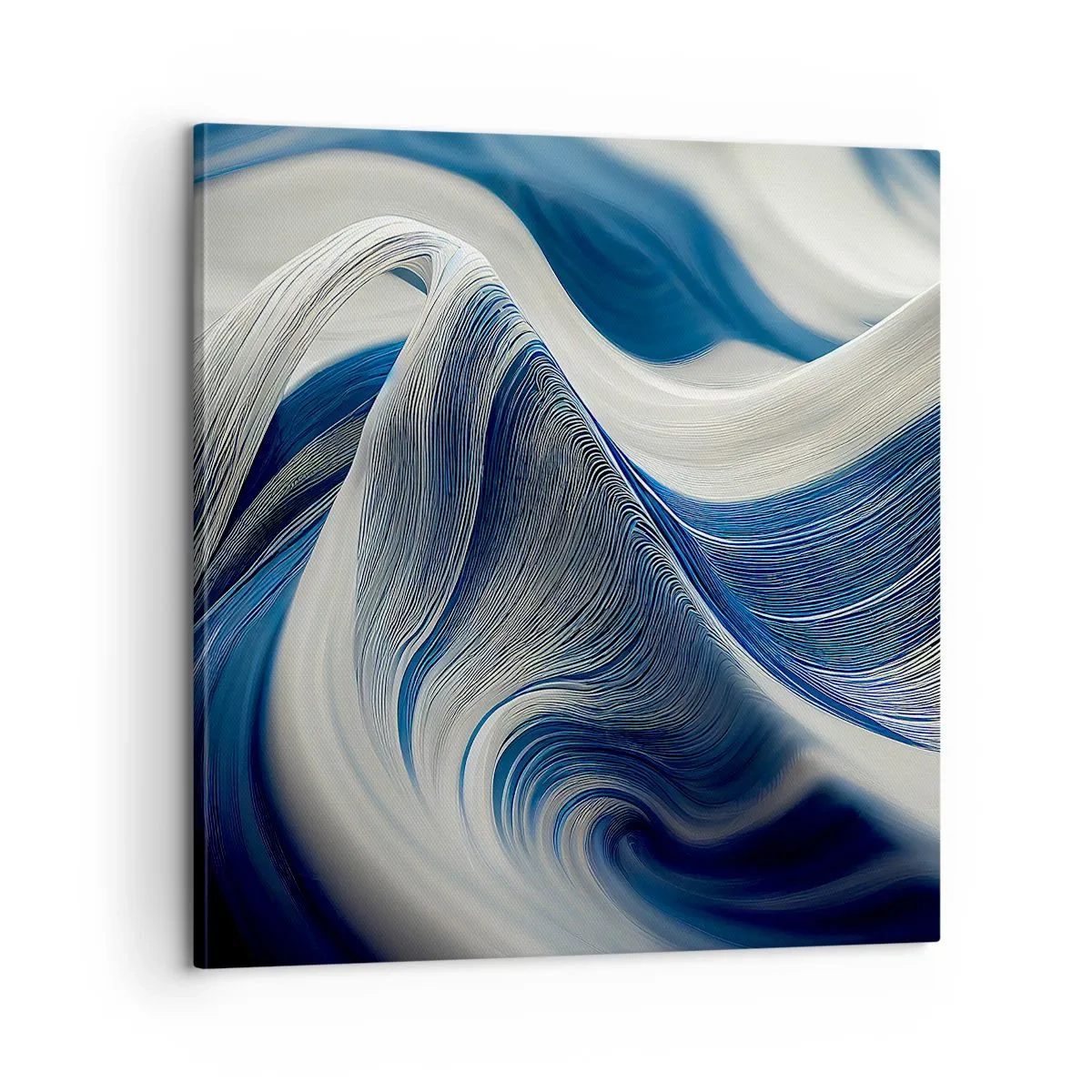 Quadro em tela - A fluidez do azul e do branco - 60x60 cm