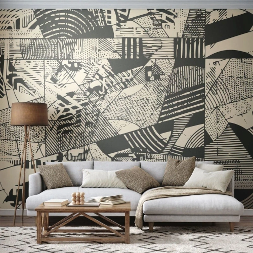 Papel de Parede Autocolante Deluxe Sticker - A dinâmica do presente - Abstração, Vintage, Gráficos - 450x315 cm