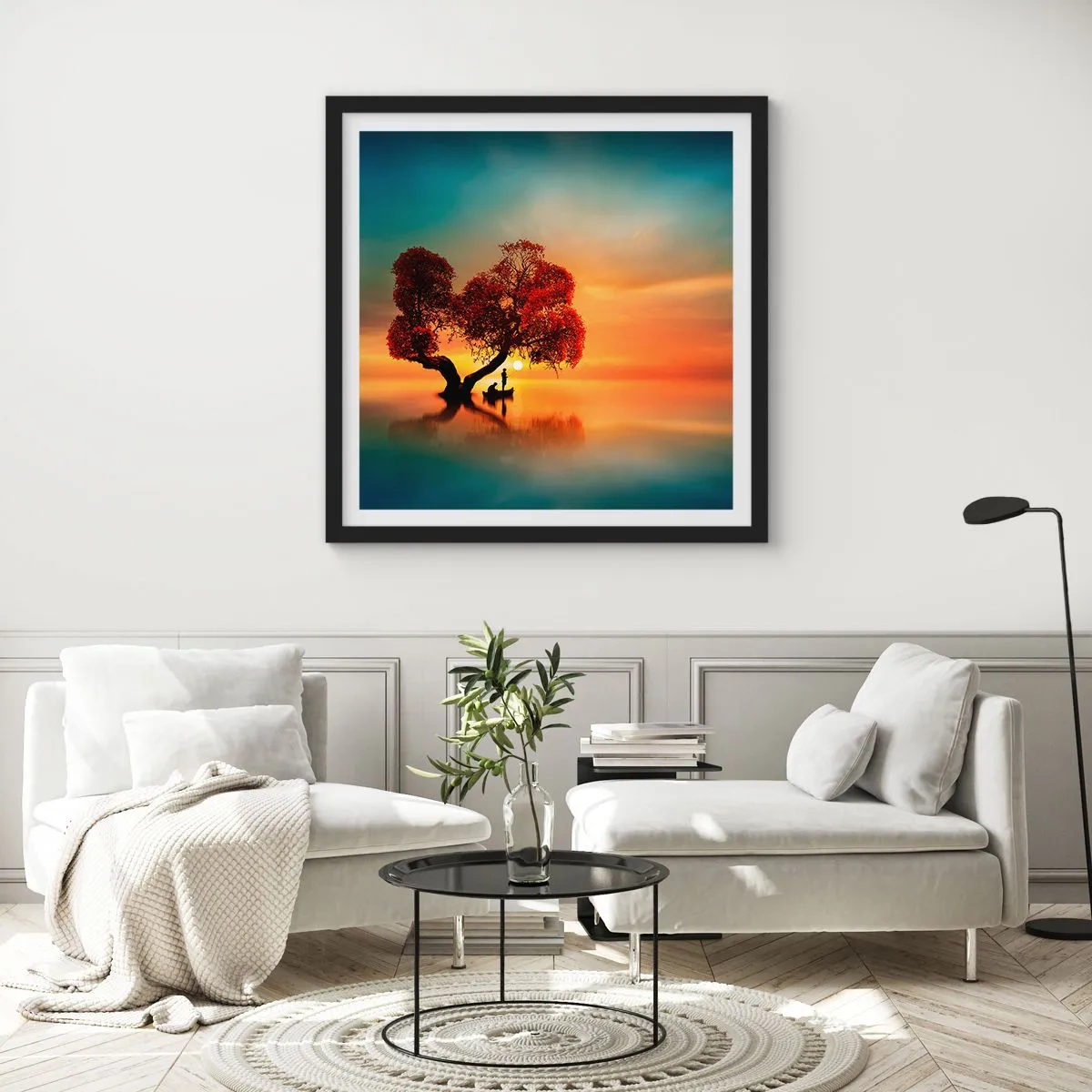 Pôster com moldura preta - A distância e o silêncio do mundo - 60x60 cm