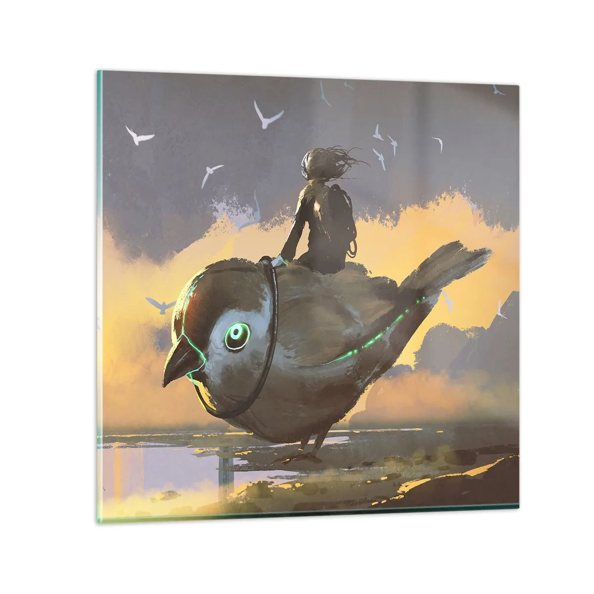 Quadro em vidro - Uma parada numa viagem fantástica - 70x70 cm