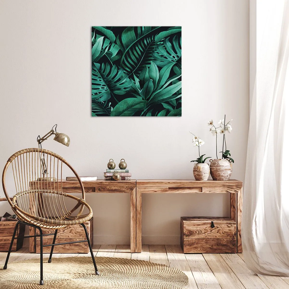 Quadro em tela - A profundidade da vegetação tropical - 70x70 cm