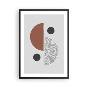 Pôster com moldura preta - Composição geométrica abstrata em cores quentes - 50x70cm - Perfeição das rodas - Decoração de parede moderna para a sala de estar e quarto ARTTOR
