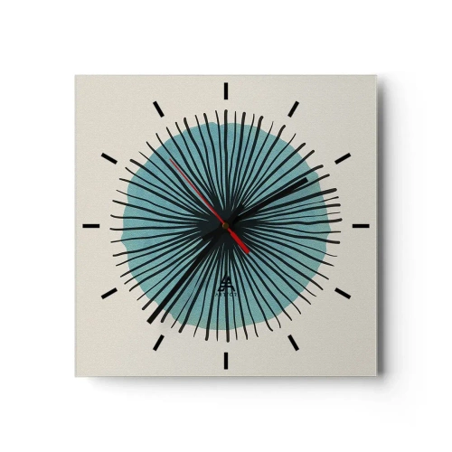 Relógio de parede - Relógio em vidro - Radiante sobre o azul - 30x30 cm