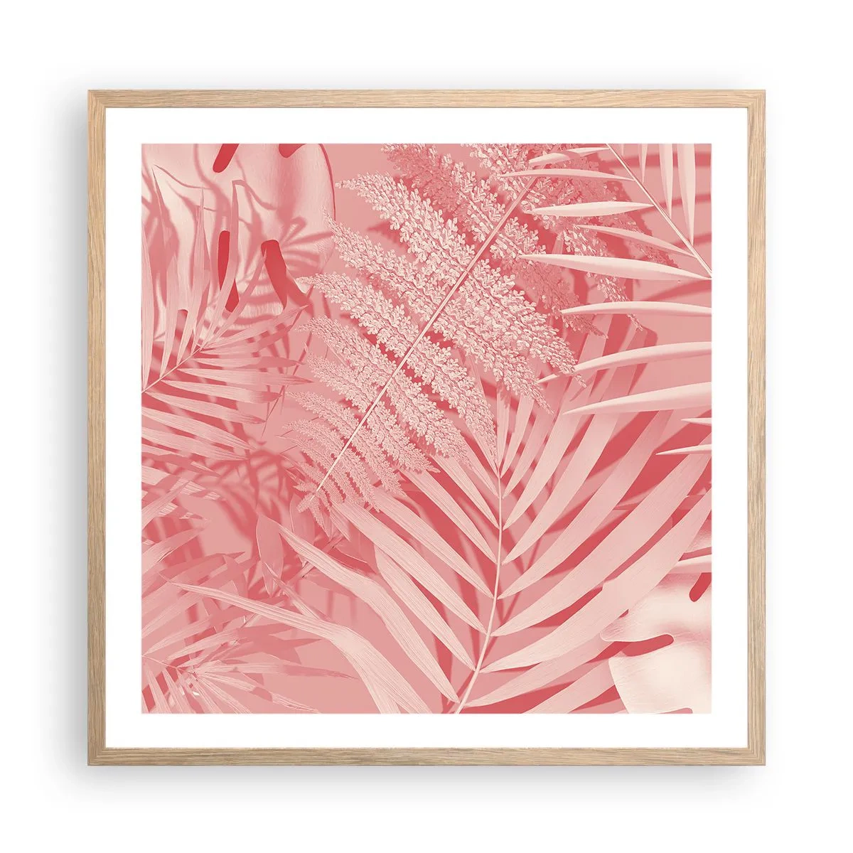 Pôster com moldura de carvalho claro - Conceito cor-de-rosa - 60x60 cm