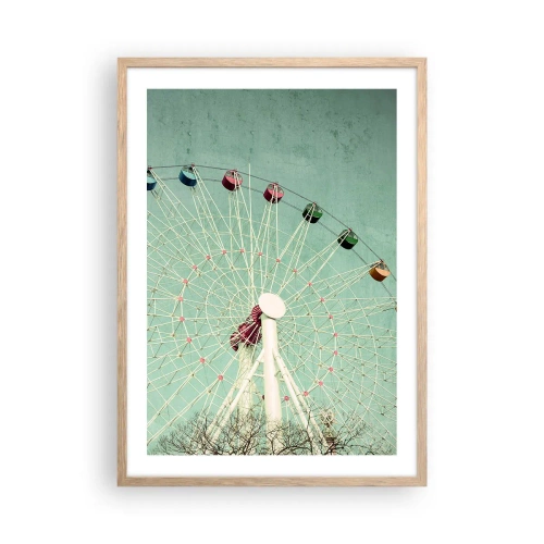 Pôster com moldura de carvalho claro - Diverte-te - 50x70 cm