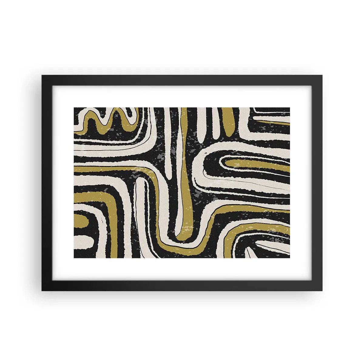 Pôster com moldura preta - Composição: estradas e becos - 40x30 cm