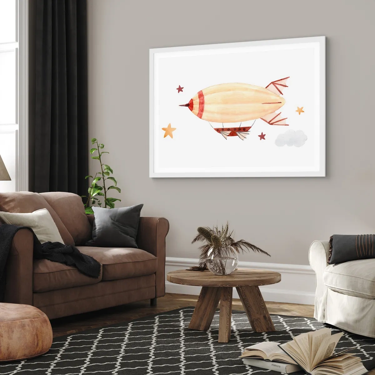 Pôster em moldura branca - Dirigível - 100x70 cm