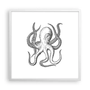 Pôster em moldura branca - Dançando com as ondas - 60x60 cm